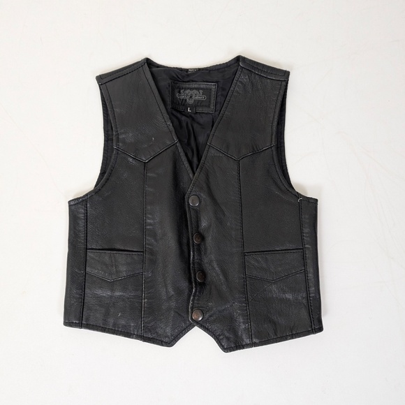 Harley-Davidson Kids Black Leather Vest - Picture 2 of 5